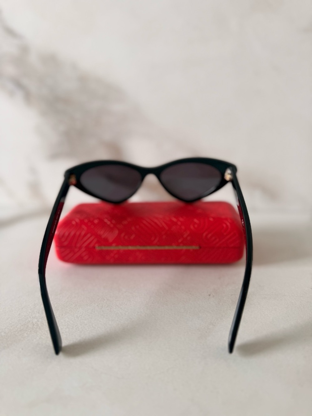Moschino Black Cat-Eye Sunglasses with Gold Studs - Picture 9 of 9